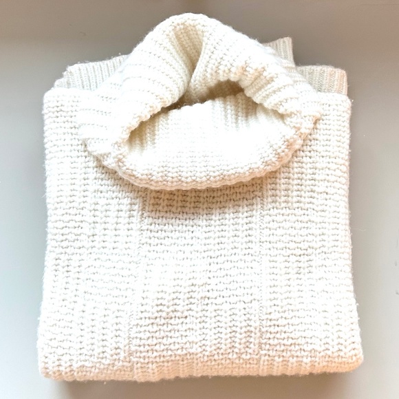 Madewell Antique Cream Checkered Turtleneck Sweater Size XS - Picture 4 of 7